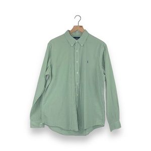 Polo by Ralph Lauren Green Gingham Poplin Button Down Long Sleeve Shirt